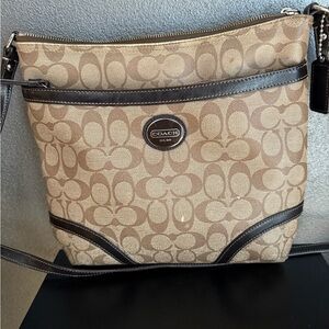 Coach Signature Brown and Tan Crossbody Bag